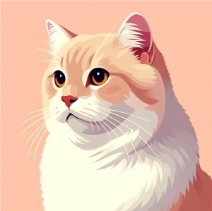 Flat semi-realistic vector image of a cat