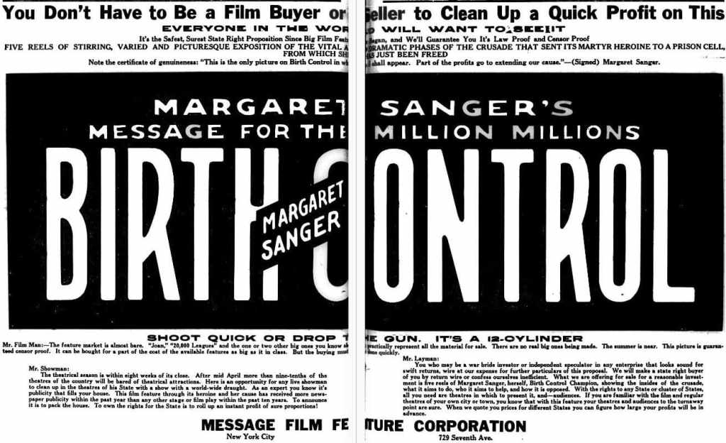 1917年マーガレット・サンガー作「バースコントロール」の雑誌広告